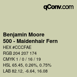カラーコード: Benjamin Moore - 500 - Maidenhair Fern | qconv.com