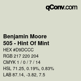 Color code: Benjamin Moore - 505 - Hint Of Mint | qconv.com