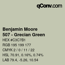 Code couleur: Benjamin Moore - 507 - Grecian Green | qconv.com
