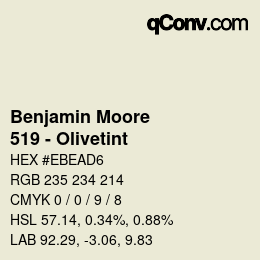 Color code: Benjamin Moore - 519 - Olivetint | qconv.com