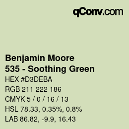 Color code: Benjamin Moore - 535 - Soothing Green | qconv.com