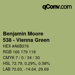 カラーコード: Benjamin Moore - 538 - Vienna Green | qconv.com