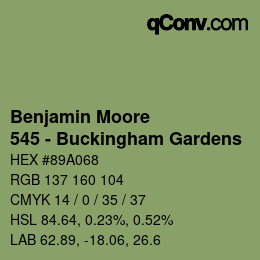 Código de color: Benjamin Moore - 545 - Buckingham Gardens | qconv.com