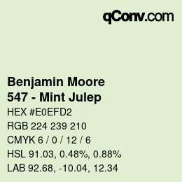 Color code: Benjamin Moore - 547 - Mint Julep | qconv.com