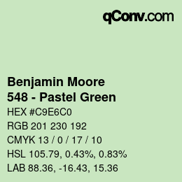 Code couleur: Benjamin Moore - 548 - Pastel Green | qconv.com