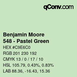 カラーコード: Benjamin Moore - 548 - Pastel Green | qconv.com