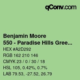 カラーコード: Benjamin Moore - 550 - Paradise Hills Green | qconv.com