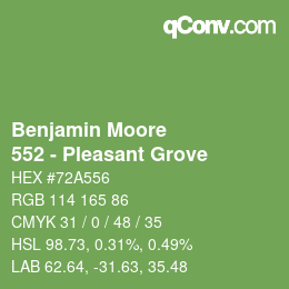 Color code: Benjamin Moore - 552 - Pleasant Grove | qconv.com