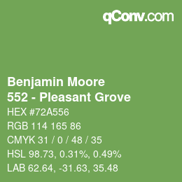 Código de color: Benjamin Moore - 552 - Pleasant Grove | qconv.com