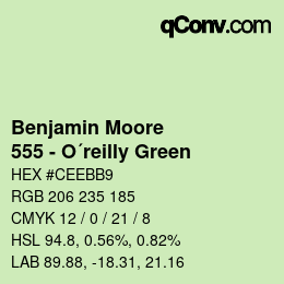 Code couleur: Benjamin Moore - 555 - O´reilly Green | qconv.com