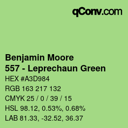 Color code: Benjamin Moore - 557 - Leprechaun Green | qconv.com