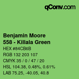 Color code: Benjamin Moore - 558 - Killala Green | qconv.com