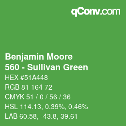 Color code: Benjamin Moore - 560 - Sullivan Green | qconv.com