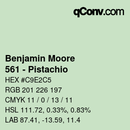Color code: Benjamin Moore - 561 - Pistachio | qconv.com