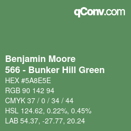 Color code: Benjamin Moore - 566 - Bunker Hill Green | qconv.com