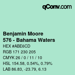 Color code: Benjamin Moore - 576 - Bahama Waters | qconv.com