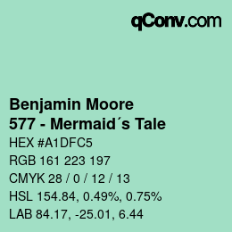 Código de color: Benjamin Moore - 577 - Mermaid´s Tale | qconv.com