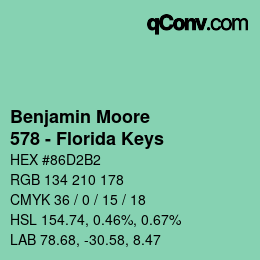 カラーコード: Benjamin Moore - 578 - Florida Keys | qconv.com