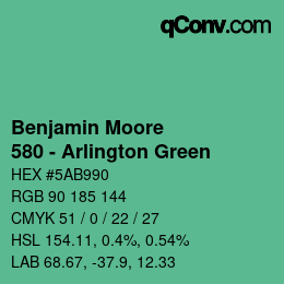 Color code: Benjamin Moore - 580 - Arlington Green | qconv.com