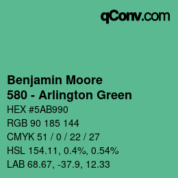 カラーコード: Benjamin Moore - 580 - Arlington Green | qconv.com