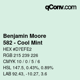 Color code: Benjamin Moore - 582 - Cool Mint | qconv.com