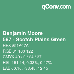 Farbcode: Benjamin Moore - 587 - Scotch Plains Green | qconv.com