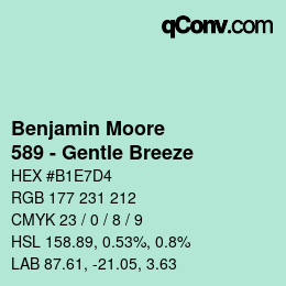 Color code: Benjamin Moore - 589 - Gentle Breeze | qconv.com