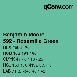 カラーコード: Benjamin Moore - 592 - Rosamilia Green | qconv.com