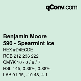 Color code: Benjamin Moore - 596 - Spearmint Ice | qconv.com