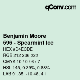 Código de color: Benjamin Moore - 596 - Spearmint Ice | qconv.com