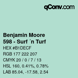 Código de color: Benjamin Moore - 598 - Surf ´n Turf | qconv.com
