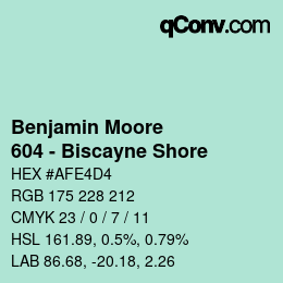 Color code: Benjamin Moore - 604 - Biscayne Shore | qconv.com