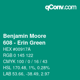 Color code: Benjamin Moore - 608 - Erin Green | qconv.com
