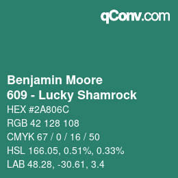 Color code: Benjamin Moore - 609 - Lucky Shamrock | qconv.com