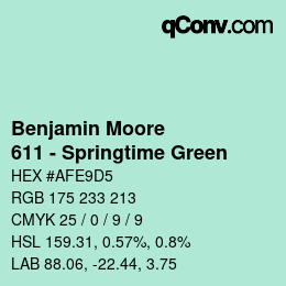 Color code: Benjamin Moore - 611 - Springtime Green | qconv.com