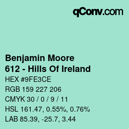 Código de color: Benjamin Moore - 612 - Hills Of Ireland | qconv.com