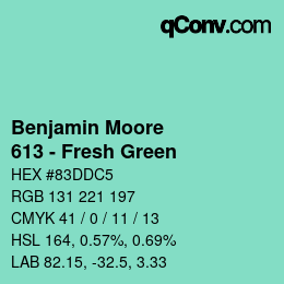 Color code: Benjamin Moore - 613 - Fresh Green | qconv.com