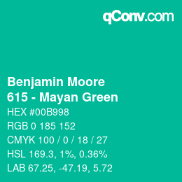 カラーコード: Benjamin Moore - 615 - Mayan Green | qconv.com