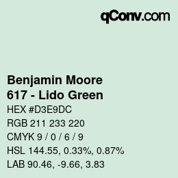 Farbcode: Benjamin Moore - 617 - Lido Green | qconv.com