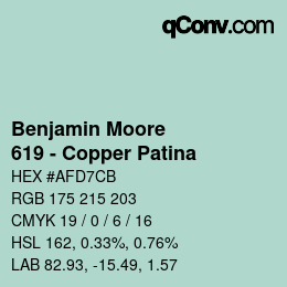 Color code: Benjamin Moore - 619 - Copper Patina | qconv.com