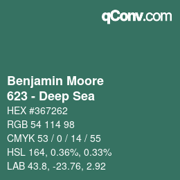 Color code: Benjamin Moore - 623 - Deep Sea | qconv.com