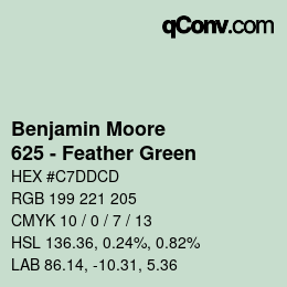 Color code: Benjamin Moore - 625 - Feather Green | qconv.com