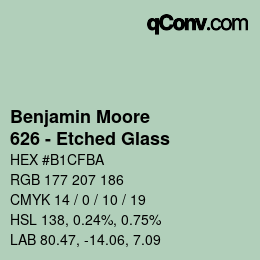 Código de color: Benjamin Moore - 626 - Etched Glass | qconv.com