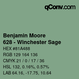 Código de color: Benjamin Moore - 628 - Winchester Sage | qconv.com