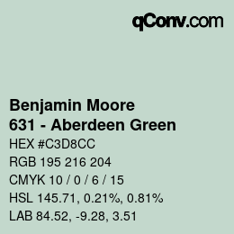 Color code: Benjamin Moore - 631 - Aberdeen Green | qconv.com