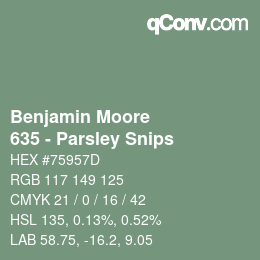 Código de color: Benjamin Moore - 635 - Parsley Snips | qconv.com