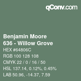 Código de color: Benjamin Moore - 636 - Willow Grove | qconv.com