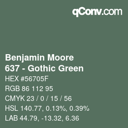 Color code: Benjamin Moore - 637 - Gothic Green | qconv.com