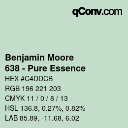 Code couleur: Benjamin Moore - 638 - Pure Essence | qconv.com