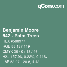 カラーコード: Benjamin Moore - 642 - Palm Trees | qconv.com